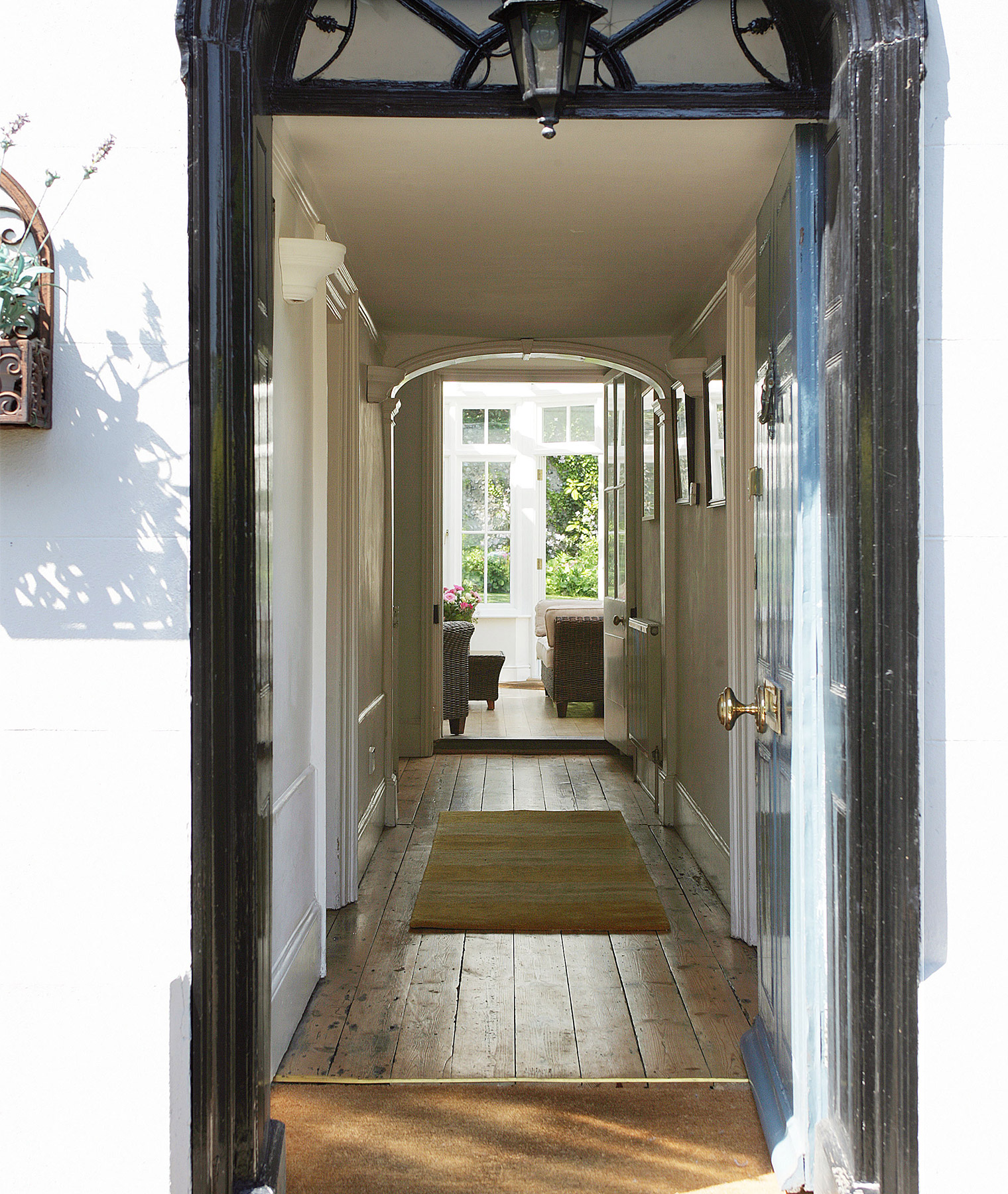 View through front door of The Dene into hallway and conservatory